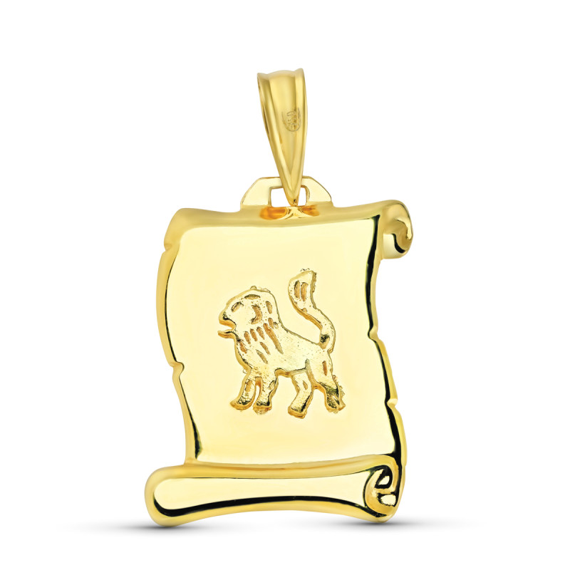 18K HOROSCOPO ORO AMARILLO LEO PERGAMINO