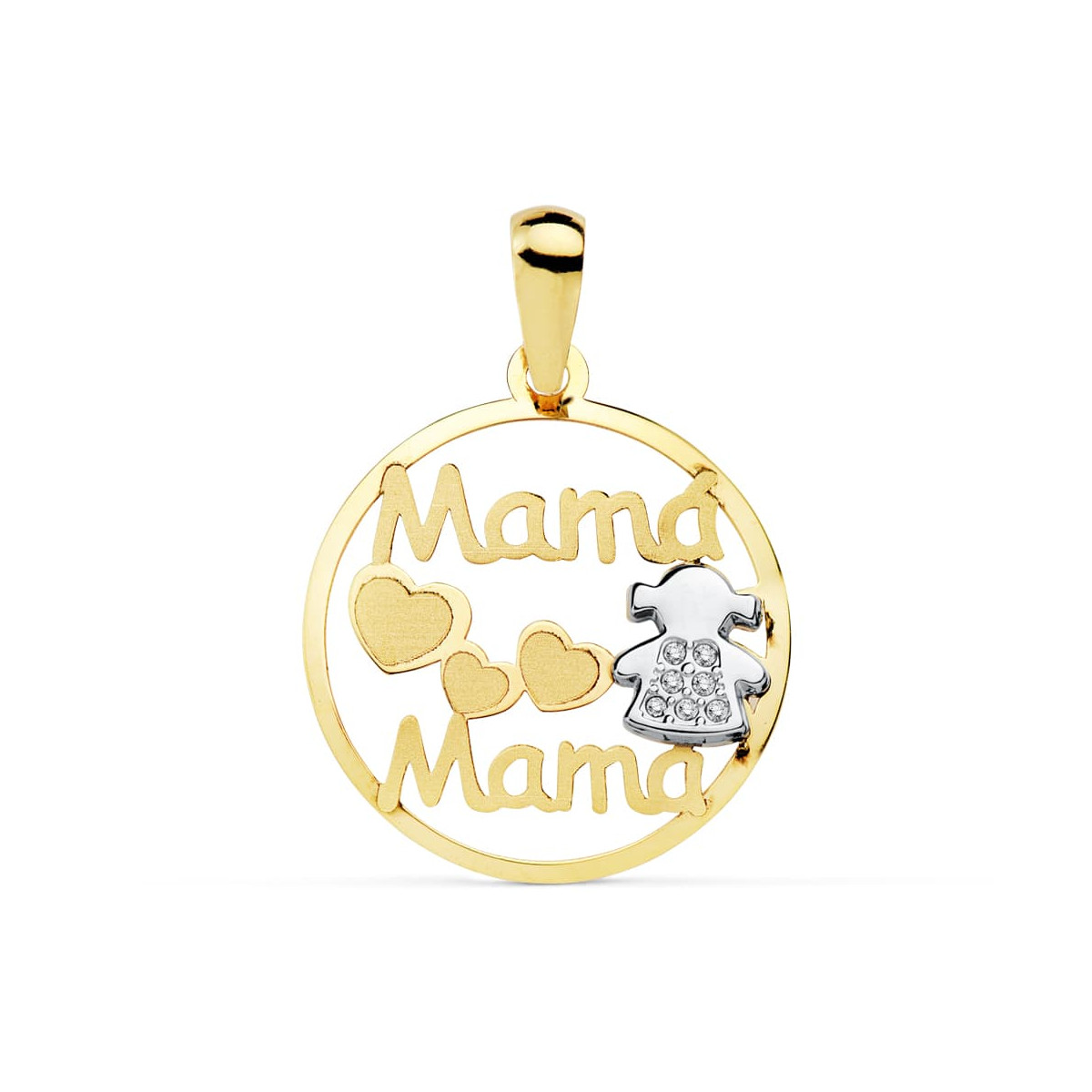 18K COLGANTE MAMA BICOLOR NIÑA 18 MM