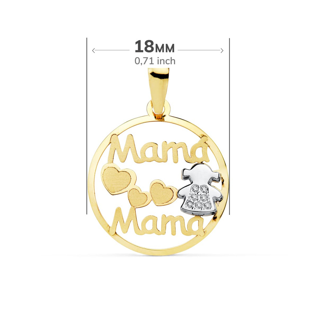 18K COLGANTE MAMA BICOLOR NIÑA 18 MM