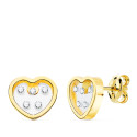 18K PENDIENTES ORO AMARILLO CORAZON AIRSHINE TRANSPARENTE Y CIRCONITA 8X7 MM CIERRE PRESION C. AMOR