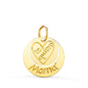 18K COLGANTE ORO AMARILLO REDONDO TE QUIERO MAMA CORAZON GRABADO. 14 MM 18K COLGANTE ORO AMARILLO REDONDO TE QUIERO MAMA CORAZON GRABADO. 14 MM