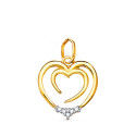 18K COLGANTE ORO BICOLOR DOBLE CORAZON CON CIRCONITA 15X14 MM C. AMOR