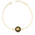 18K PULSERA ORO AMARILLO MEDUSA ESMALTE NEGRO 12MM CADENA TALLADA. LARGO: 18-3 CM