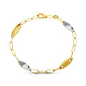 18K PULSERA ORO BICOLOR ESLABONES MATE Y BRILLO