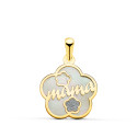 18K COLGANTE DE NACAR ORO AMARILLO FORMA DE FLOR Y MAMA CON CORAZON Y POLVO DIAMANTE 15X15MM 18K COLGANTE DE NACAR ORO AMARILLO FORMA DE FLOR Y MAMA CON CORAZON Y POLVO DIAMANTE 15X15MM
