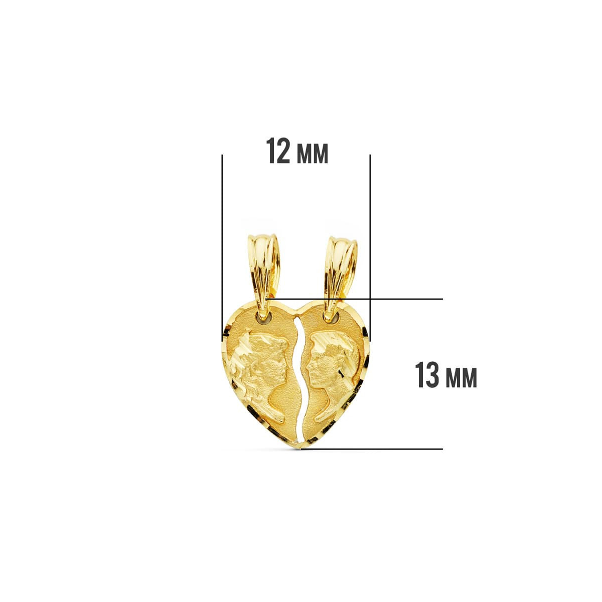 18K COLGANTE ORO AMARILLO CORAZON PAREJA 13X13 MM C. AMOR