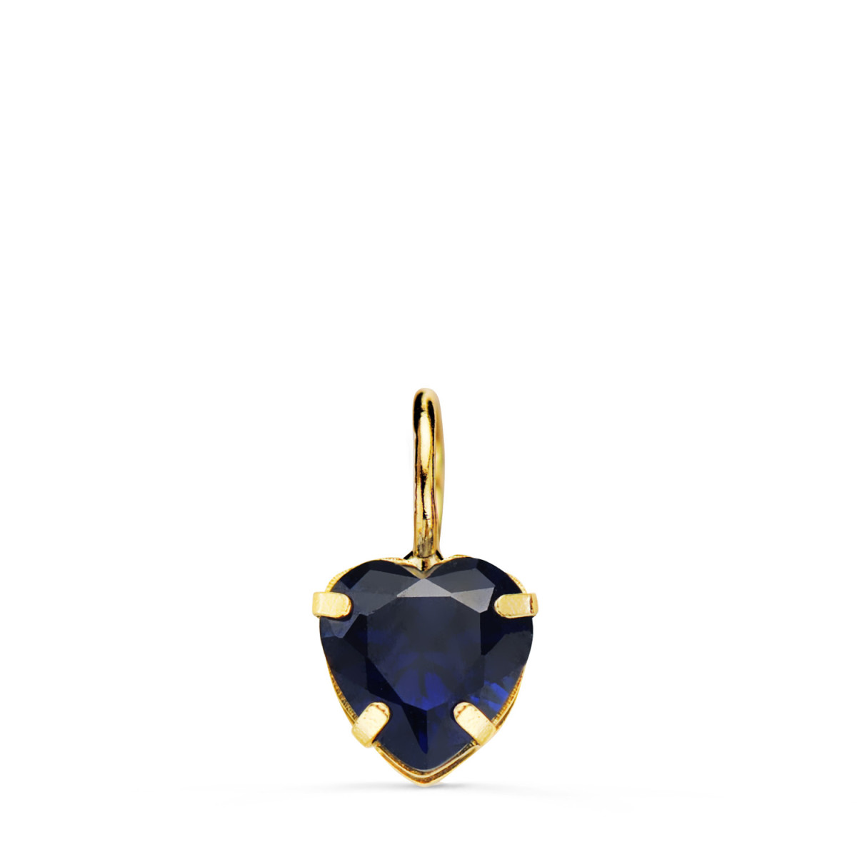18K COLGANTE ORO AMARILLO CORAZON PIEDRA COLOR AZUL 6 X 6 MM.