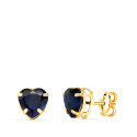18K PENDIENTES ORO AMARILLO CORAZON PIEDRA COLOR AZUL 6 X 6 MM. CIERRE PRESION 18K PENDIENTES ORO AMARILLO CORAZON PIEDRA COLOR AZUL 6 X 6 MM. CIERRE PRESION