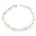 18K PULSERA COMUNION ORO AMARILLO PERLA 5.5 MM 17.5 MM
