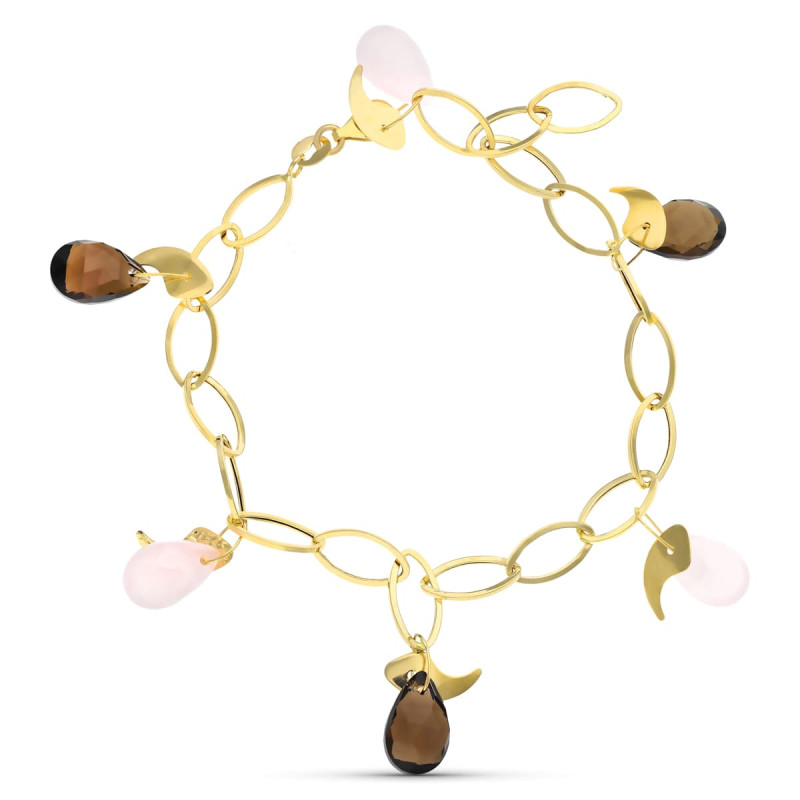 18K PULSERA ORO AMARILLO PIEDRAS COLOR