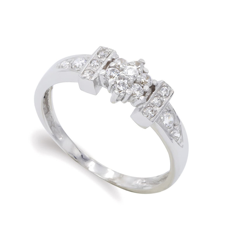 18K SORTIJA ORO BLANCO CON CIRCONITAS. ANCHO: 6,5 MM