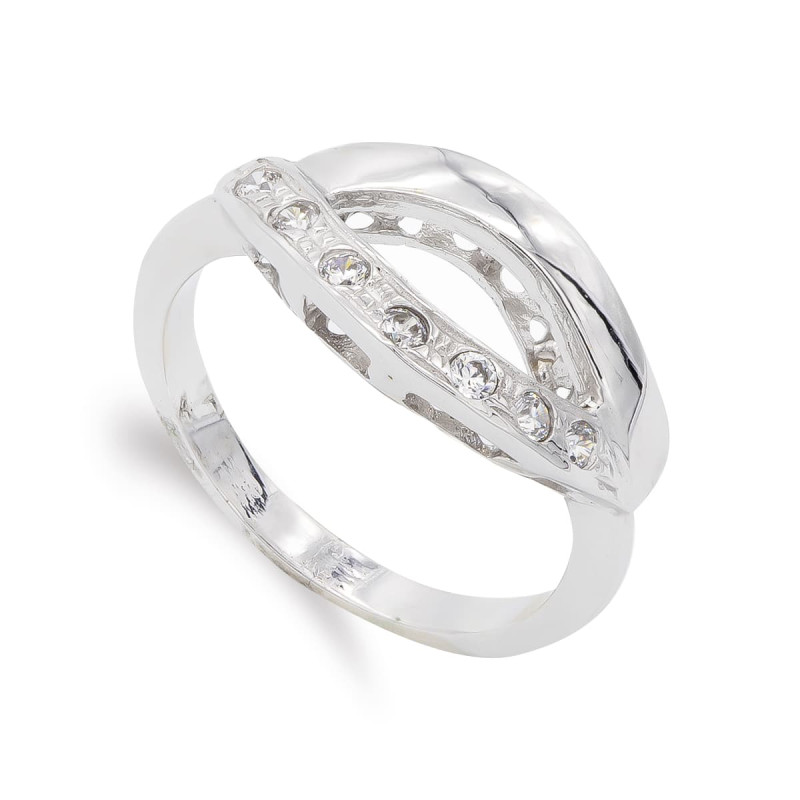 18K SORTIJA ORO BLANCO CON CIRCONITAS. ANCHO: 9,5 MM