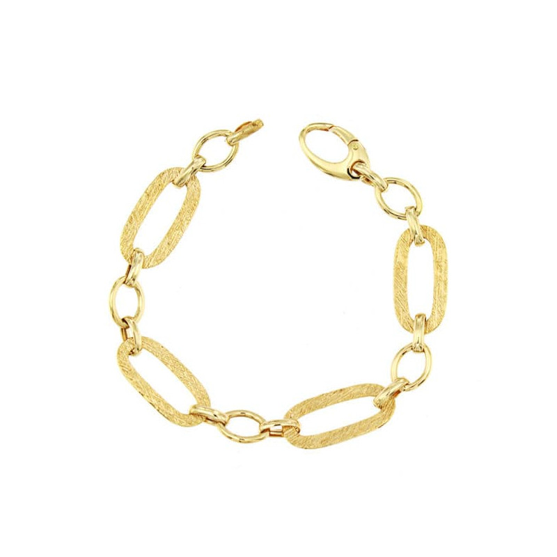 18K PULSERA ORO AMARILLO ESLABONES HUECOS LONGITUD TOTAL 19.5 CM