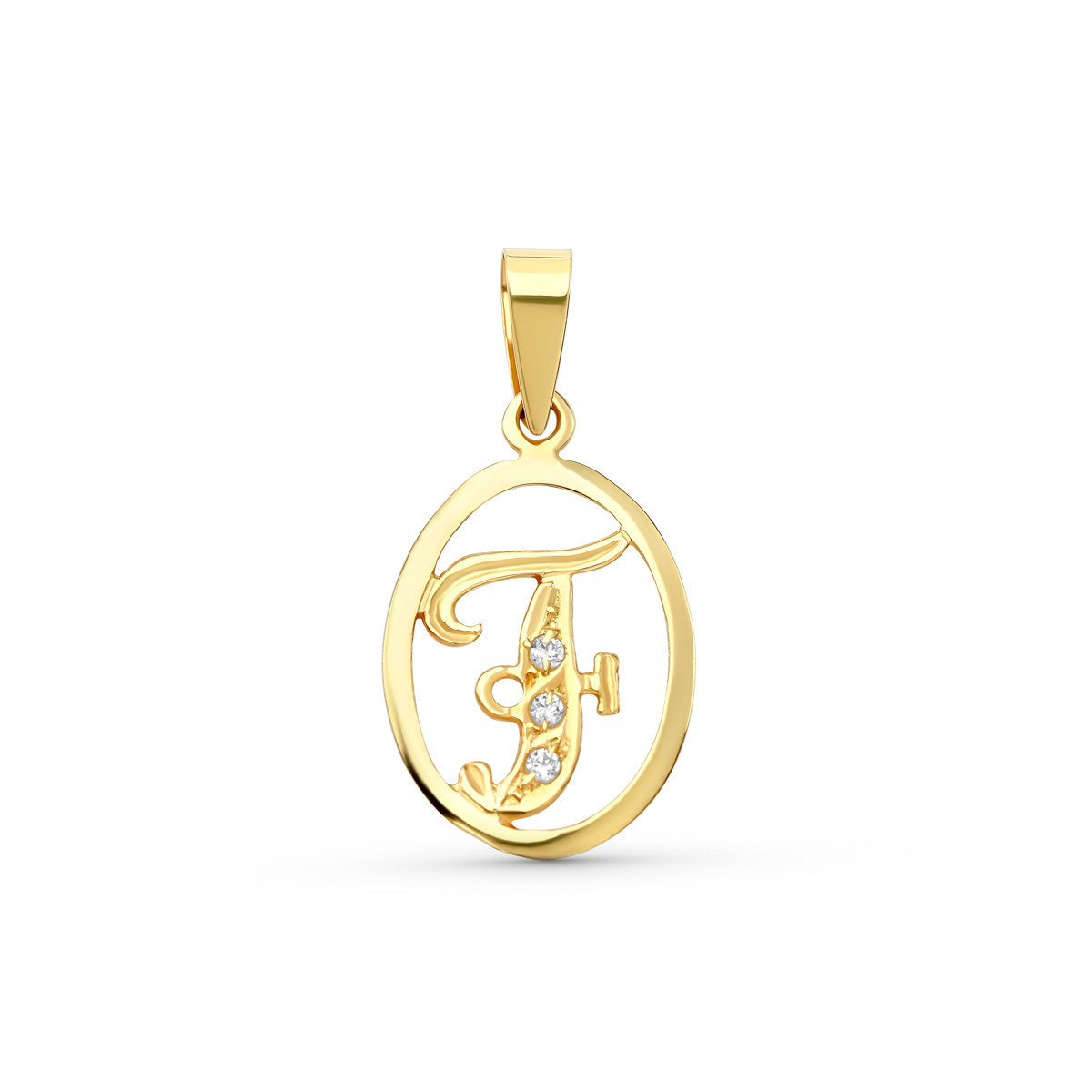 18K COLGANTE ORO AMARILLO LETRA F CON CIRCONITAS