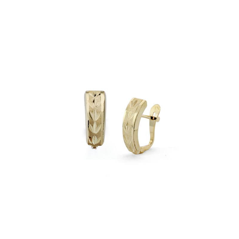 18K PENDIENTES LAPIDADOS ORO AMARILLO 14X5 MM CIERRE CATALÁN