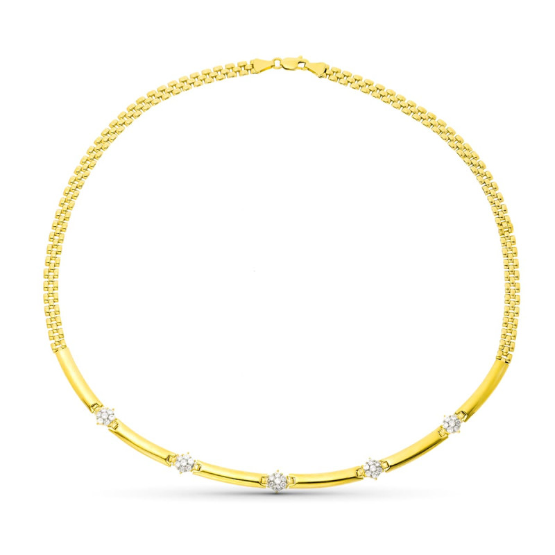 18K GARGANTILLA ORO AMARILLO PANTER CON CIRCONITA 45CM 7 MM