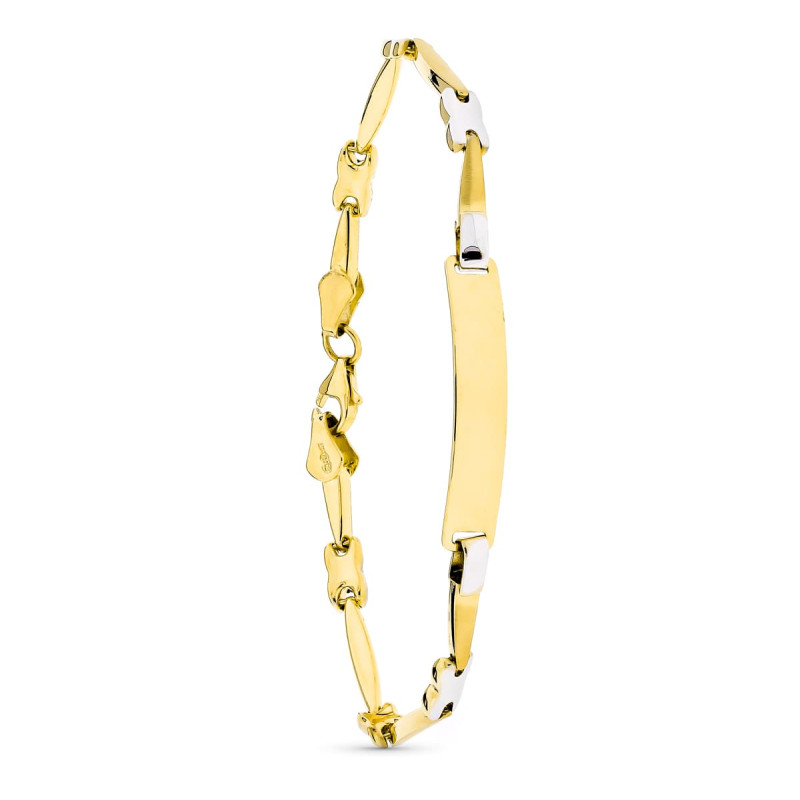 18K ESCLAVA ORO BICOLOR MATE Y BRILLO 18CM