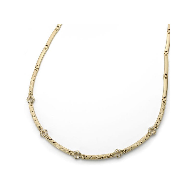 18K GARGANTILLA ORO AMARILLO CIRCONITA 45CM ANCHO 6 MM