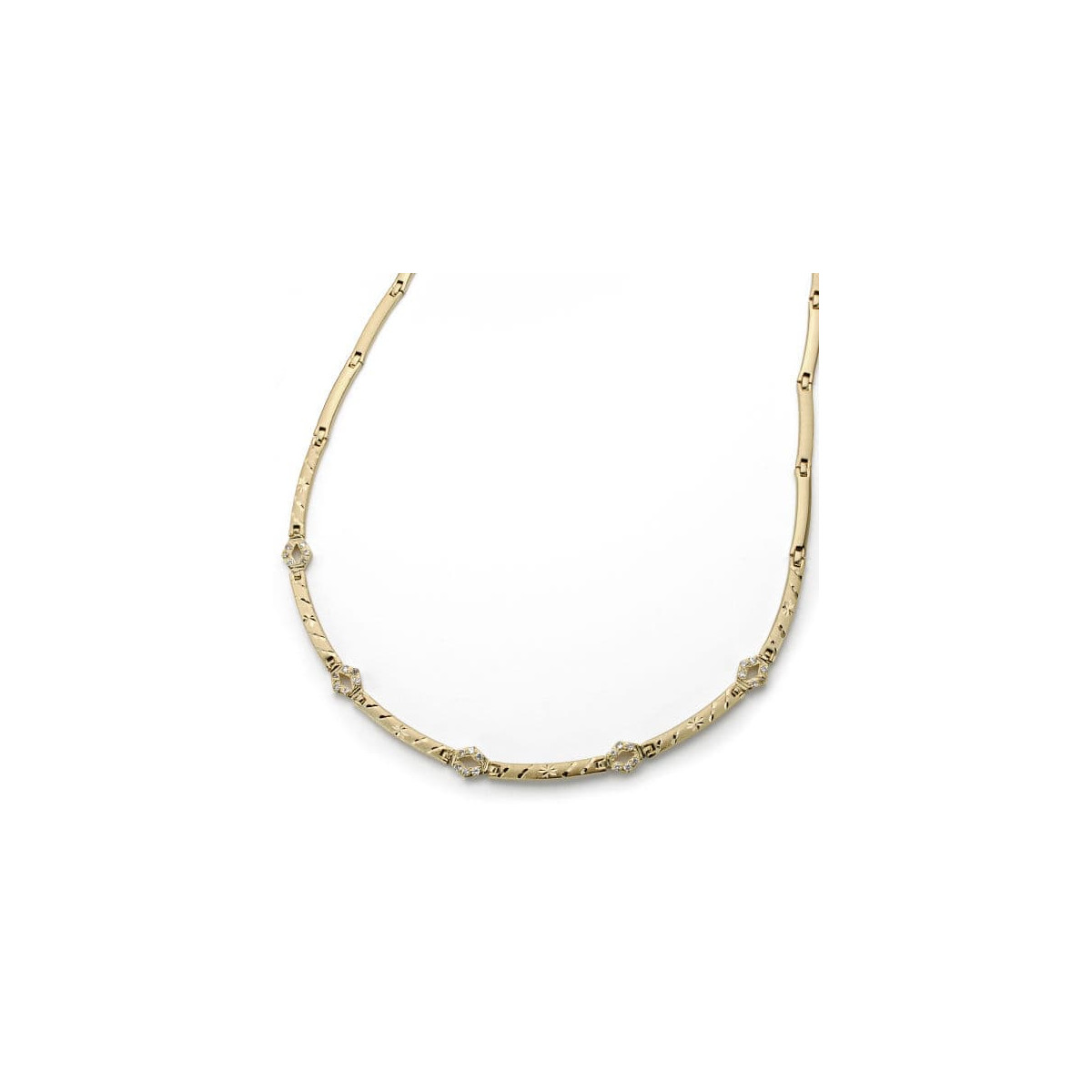 18K GARGANTILLA ORO AMARILLO CIRCONITA 45CM ANCHO 6 MM