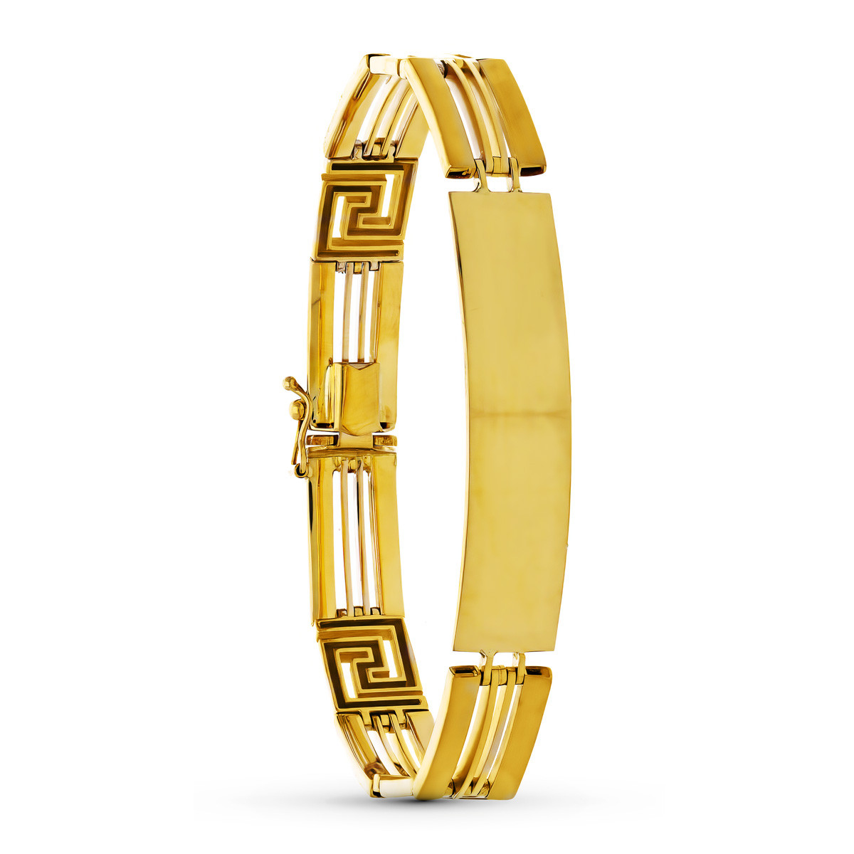 18K PULSERA ESCLAVA ORO BICOLOR HUECA 21.5 CM ANCHO 10 MM