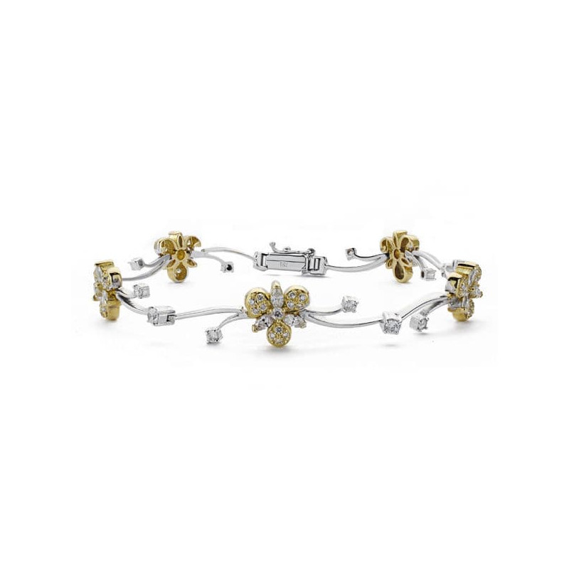 18K PULSERA ORO BICOLOR CIRCONITA LONGITUD 20CM ANCHO 10 MM