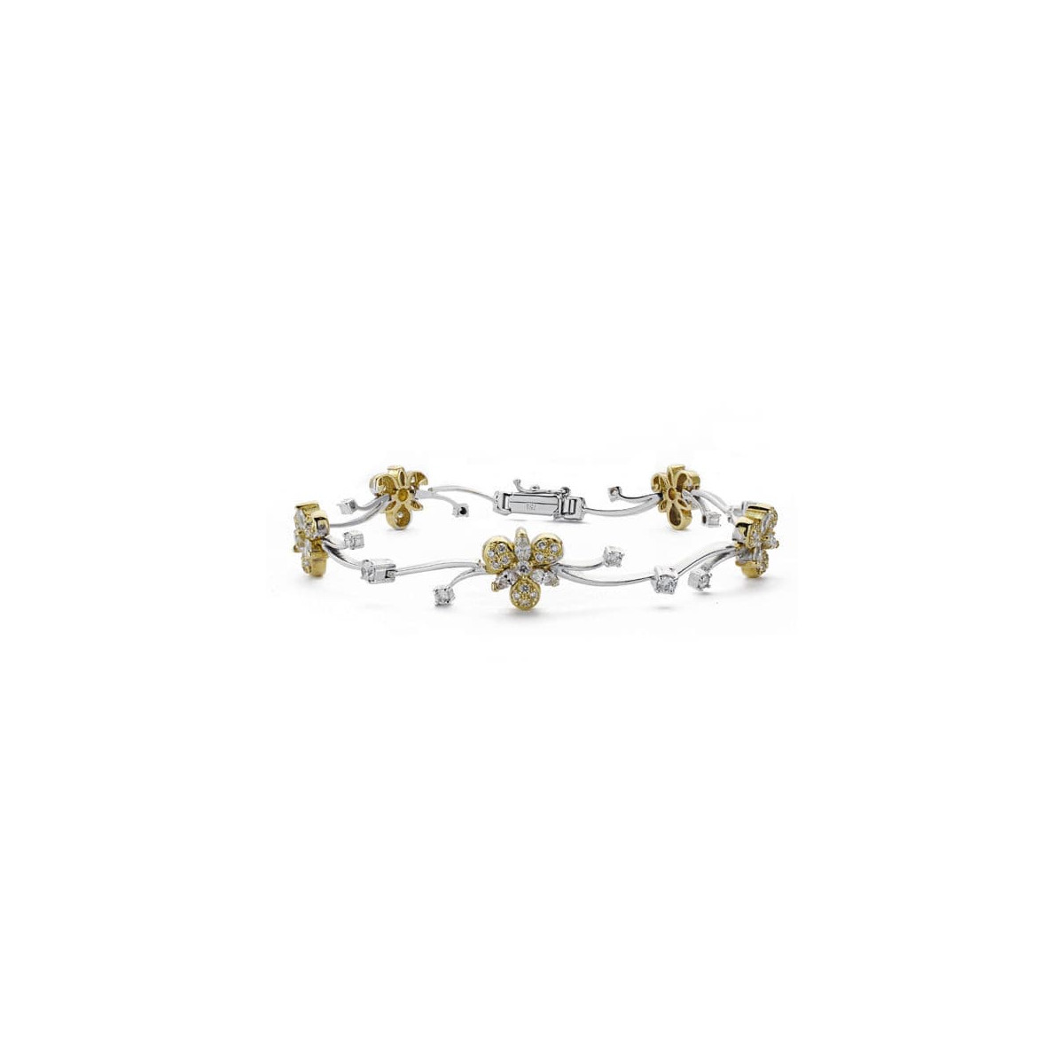 18K PULSERA ORO BICOLOR CIRCONITA LONGITUD 20CM ANCHO 10 MM