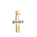 18K CRUZ ORO AMARILLO PIEDRAS BAGUETTE CIRCONITAS COLOR AGUAMARINA. 25 X 13 MM 18K CRUZ ORO AMARILLO PIEDRAS BAGUETTE CIRCONITAS COLOR AGUAMARINA. 25 X 13 MM