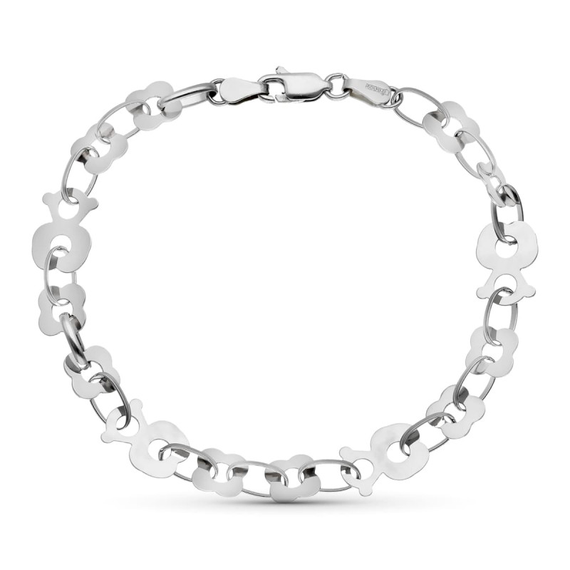 18K PULSERA ORO BLANCO ESLABONES OSOS 19CM