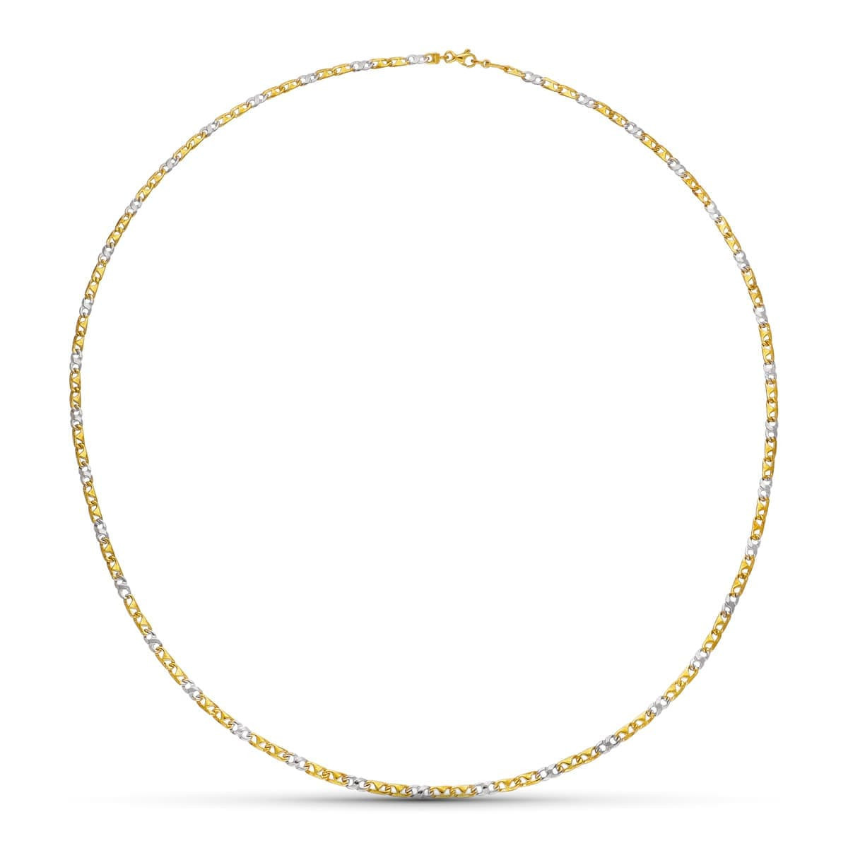 18K CADENA ORO BICOLOR MACIZA ESLABONES 45CM