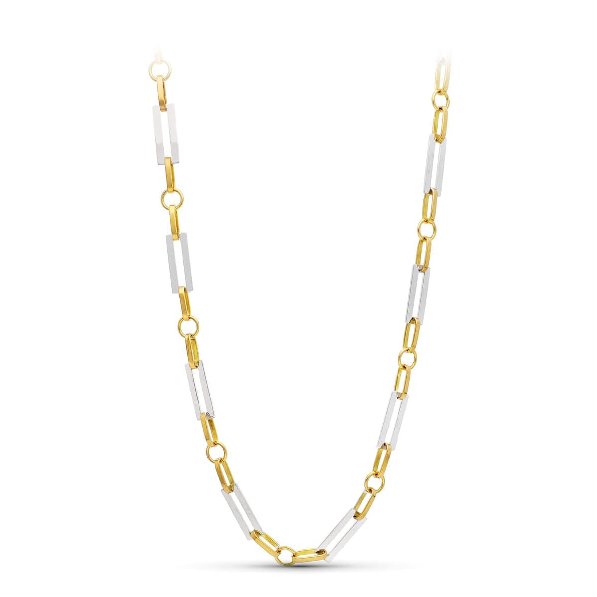 18K GARGANTILLA ORO BICOLOR ESLABONES RECTANGULARES 50CM