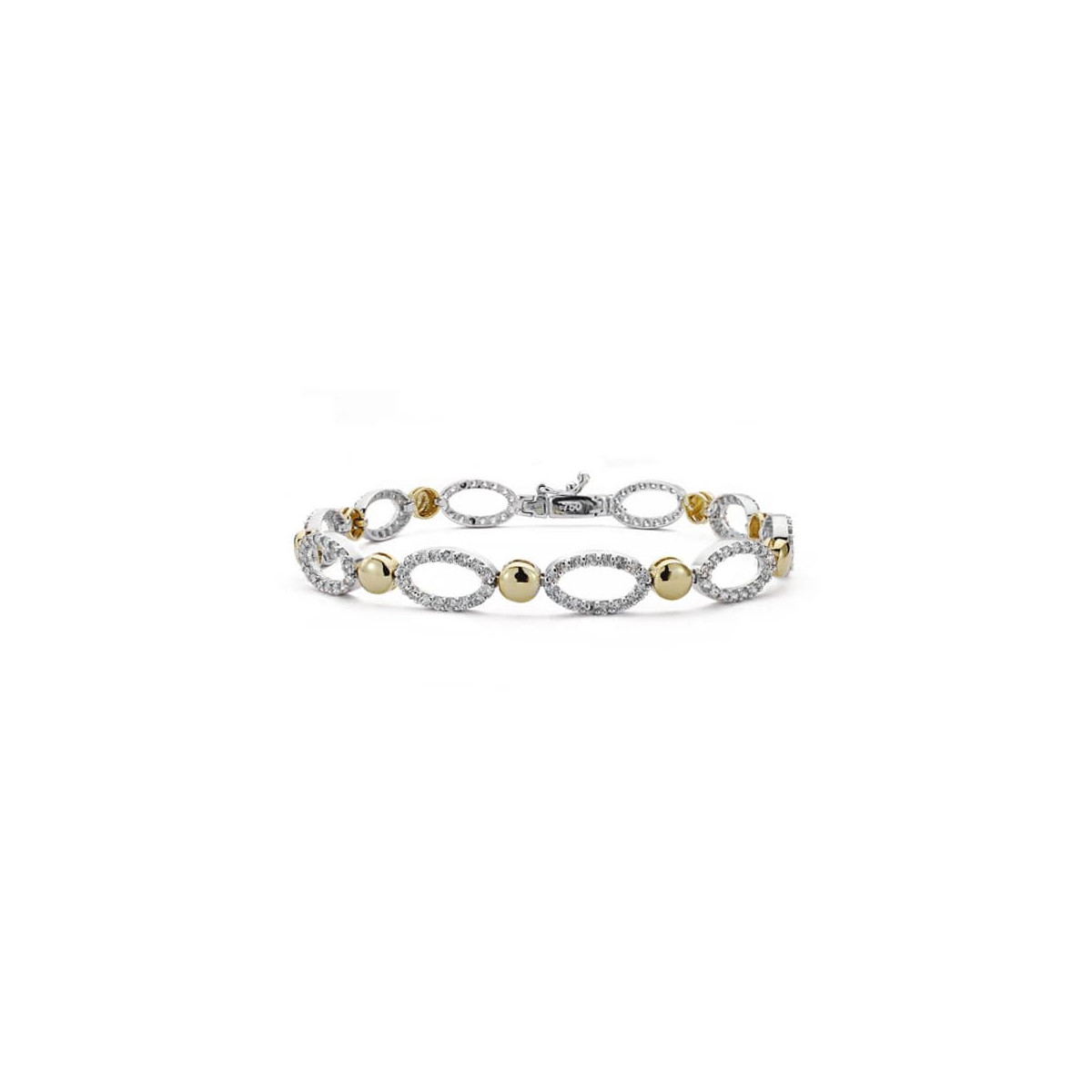 18K PULSERA ORO BICOLOR CIRCONITA 19CM ANCHO 10 MM