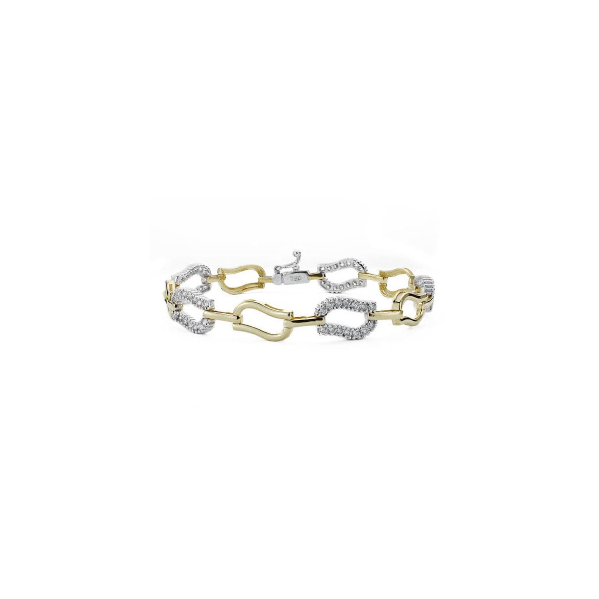 18K PULSERA ORO BICOLOR CIRCONITA 19CM ANCHO 12 MM