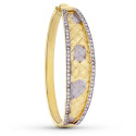 18K PULSERA RIGIDA ORO BICOLOR CIRCONITA MATE Y BRILLO DIAMANTRO 60 MM ANCHO 15 MM EN DISMINUCION 18K PULSERA RIGIDA ORO BICOLOR CIRCONITA MATE Y BRILLO DIAMANTRO 60 MM ANCHO 15 MM EN DISMINUCION