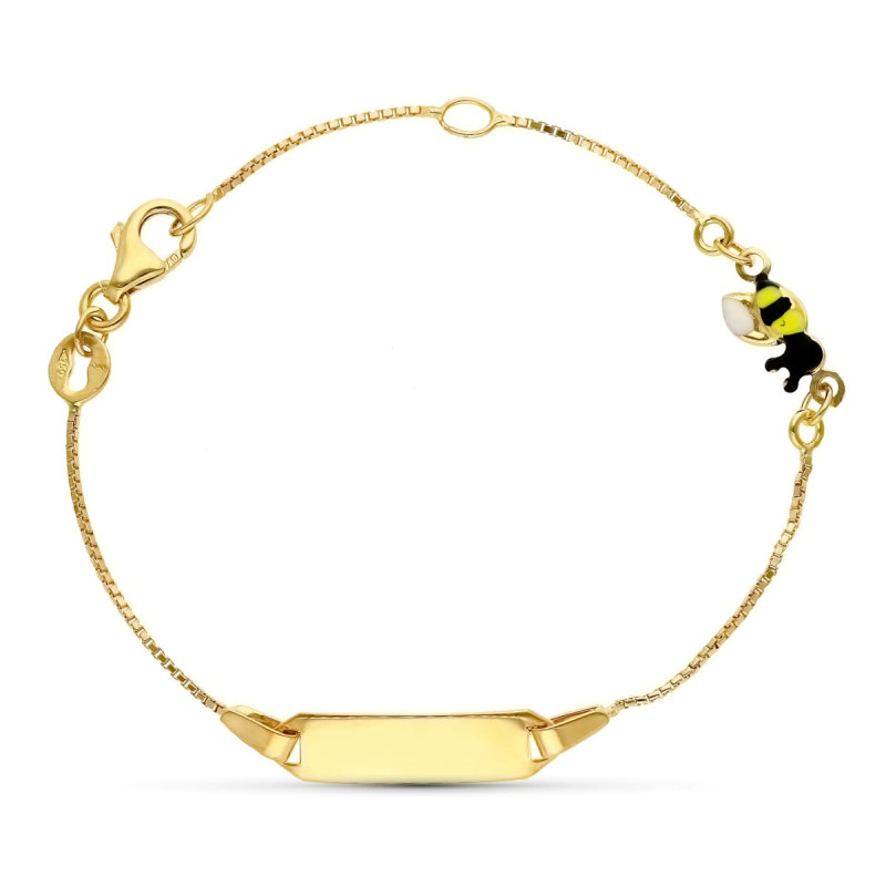 18K ESCLAVA ORO AMARILLO ABEJA ESMALTE 16CM