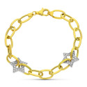 18K PULSERA ORO BICOLOR ESLABONES Y ESTRELLAS CIRCONITA 20CM 18K PULSERA ORO BICOLOR ESLABONES Y ESTRELLAS CIRCONITA 20CM