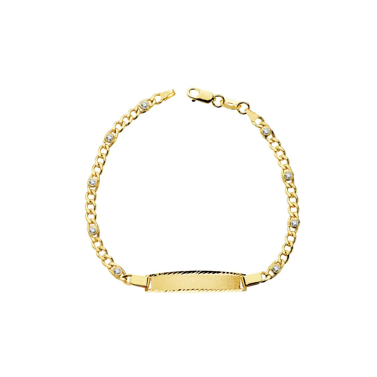 18K PULSERA ESCLAVA HUECA CIRCONITA ORO AMARILLO 17CM