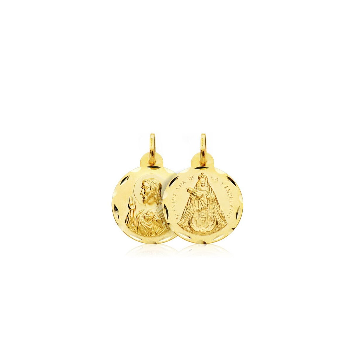 18K ESCAPULARIO ORO AMARILLO CORAZON DE JESUS VIRGEN DE LA CANDELARIA ORO AMARILLO 18 MM