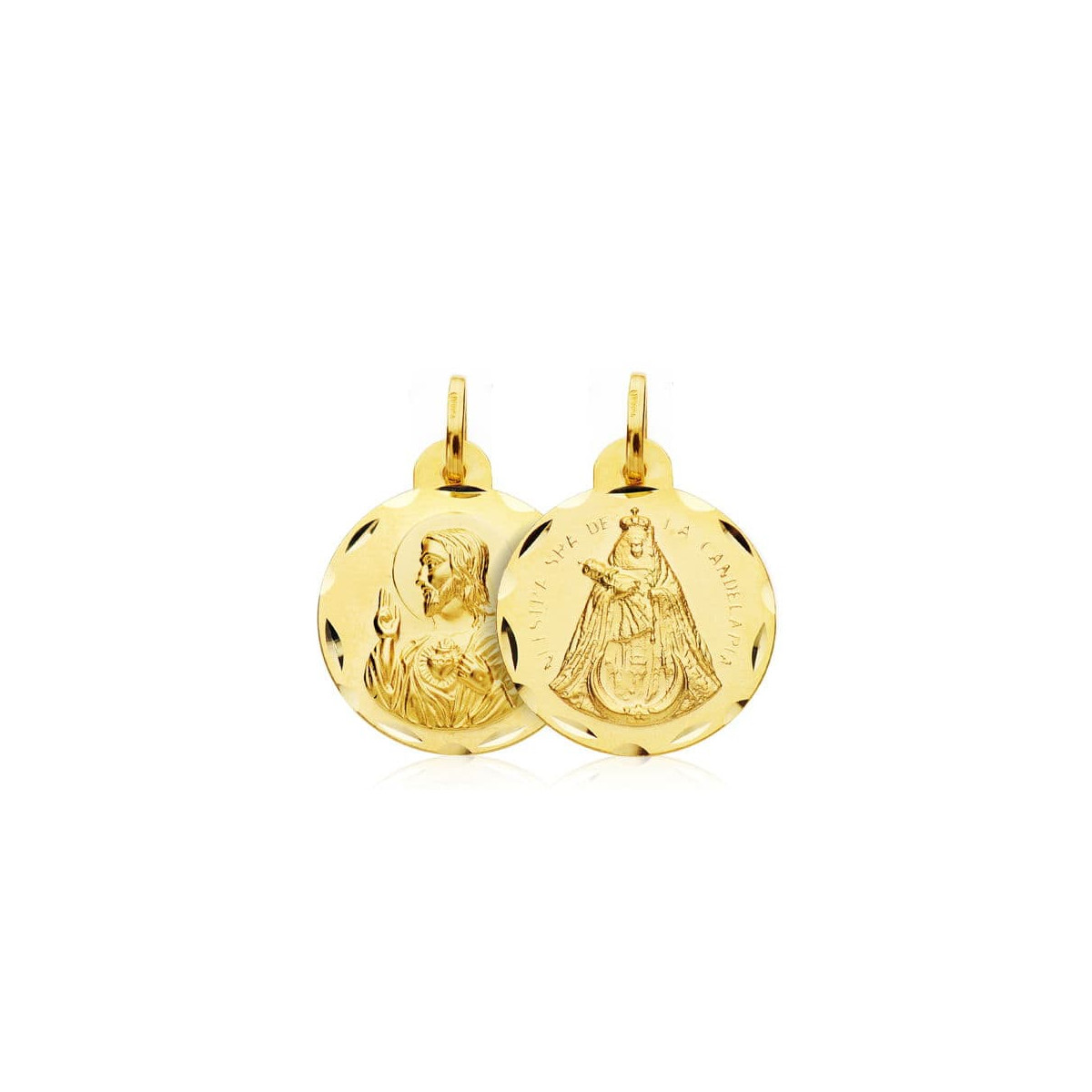 18K ESCAPULARIO ORO AMARILLO CORAZON DE JESUS VIRGEN DE LA CANDELARIA ORO AMARILLO 20 MM