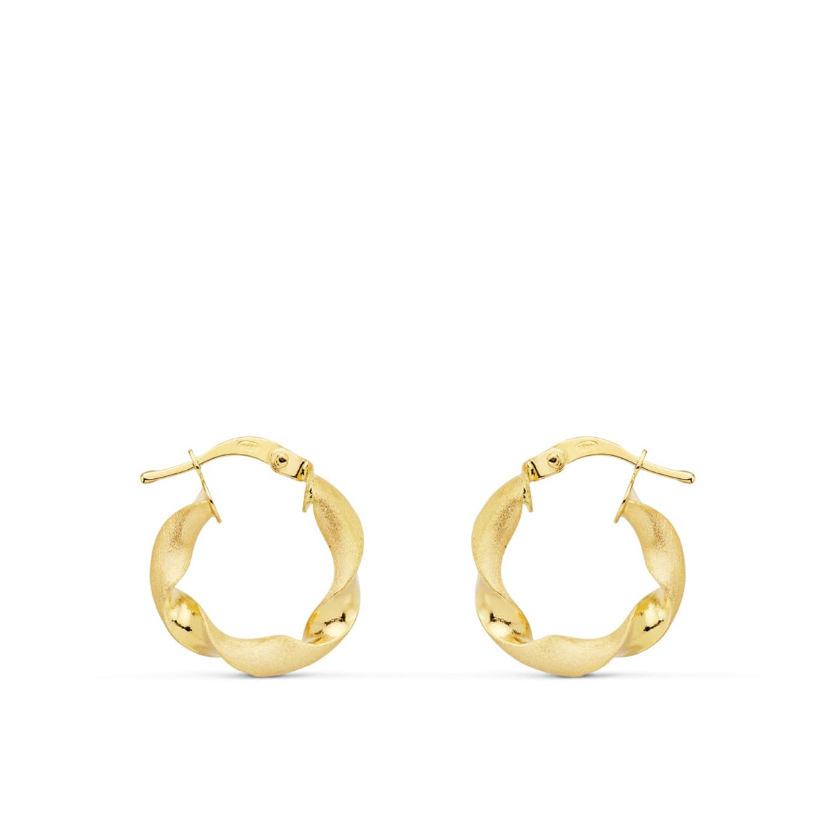 18K AROS ORO AMARILLO MATE Y BRILLO HUECOS 17 MM