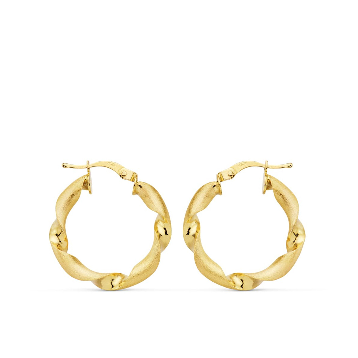 18K AROS ORO AMARILLO MATE Y BRILLO HUECOS 22 MM