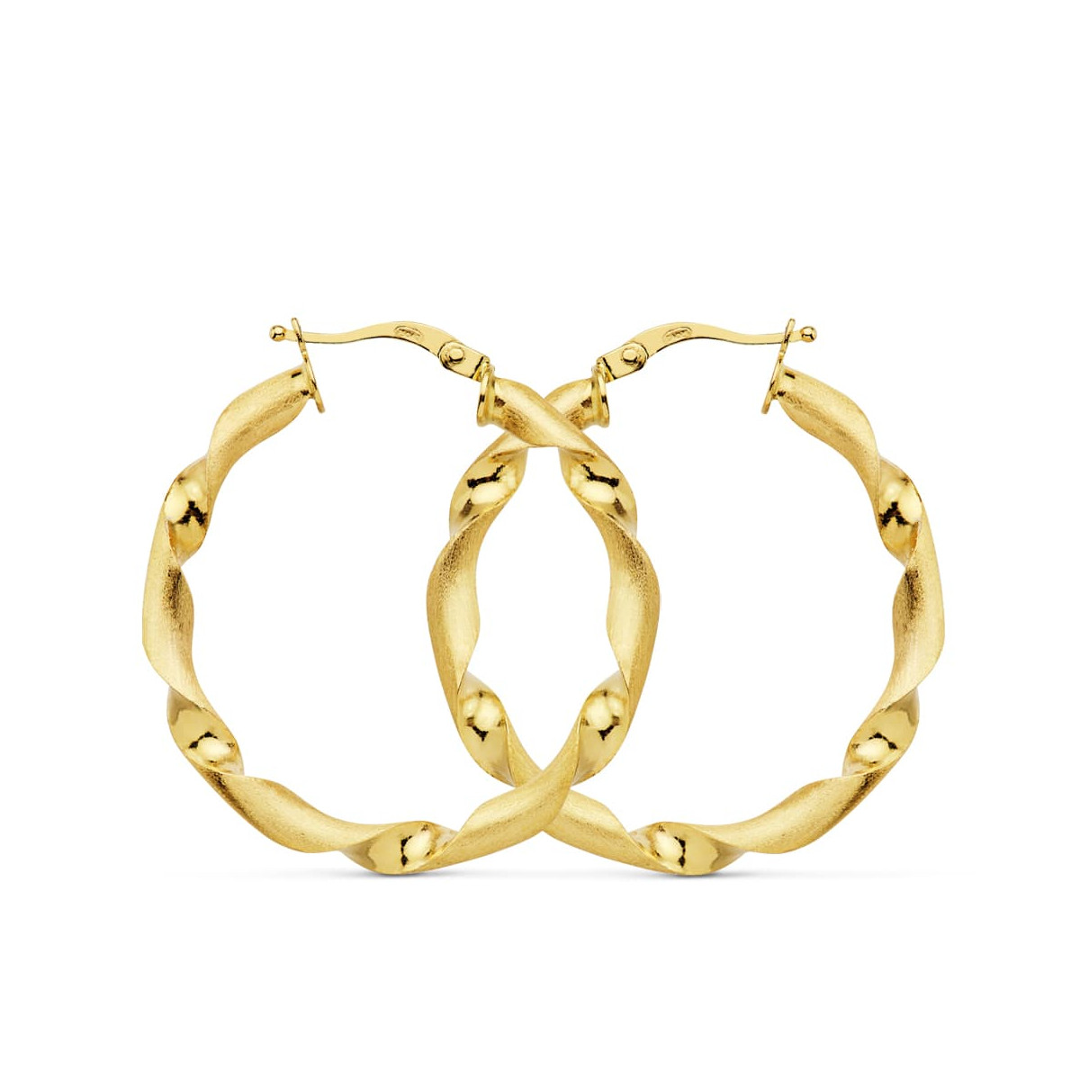 18K AROS ORO AMARILLO MATE Y BRILLO HUECOS 31 MM