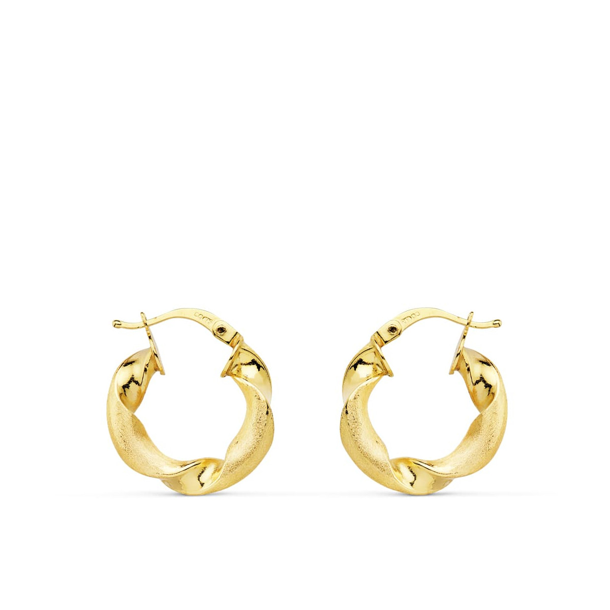 18K AROS ORO AMARILLO MATE Y BRILLO HUECOS 18 MM