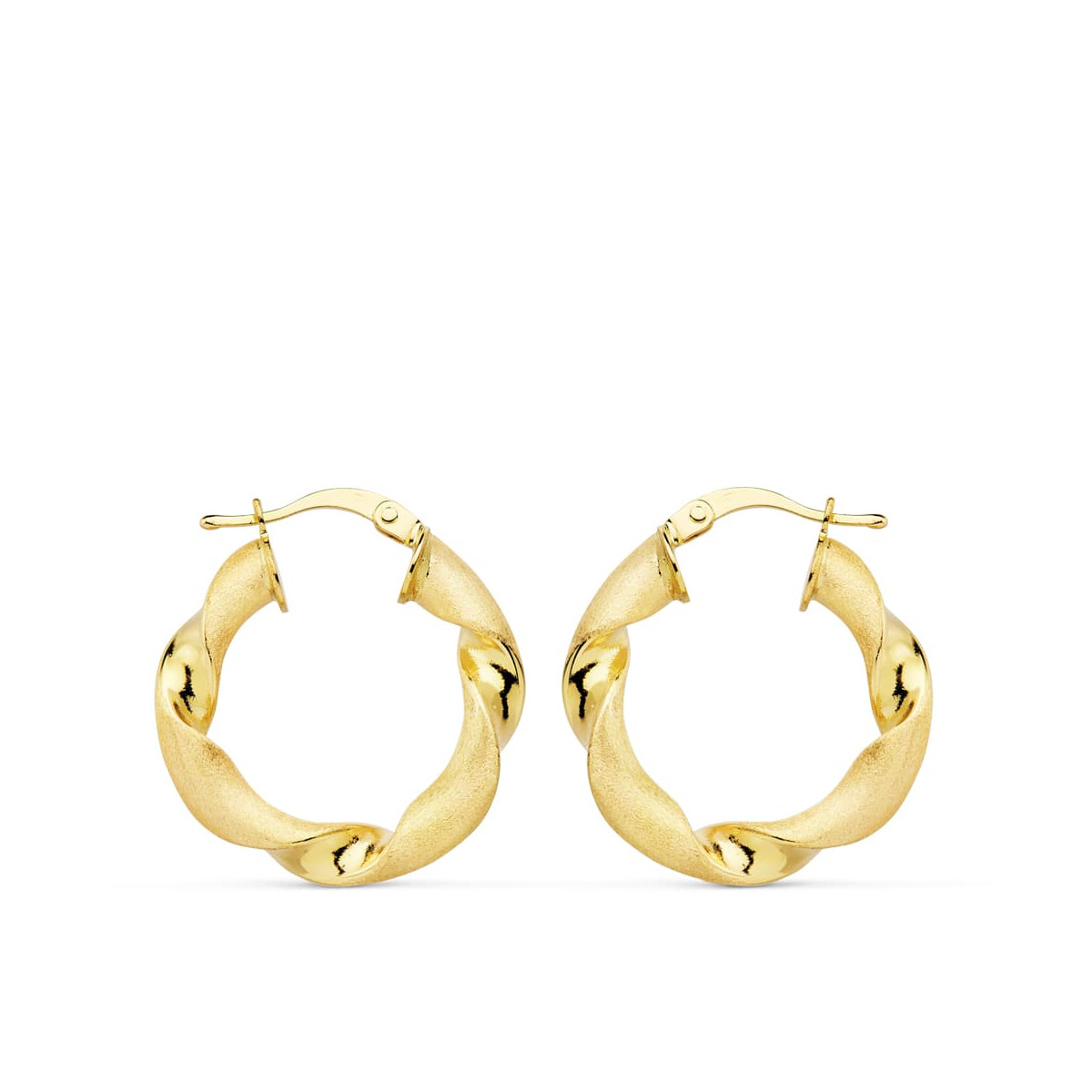 18K AROS ORO AMARILLO MATE Y BRILLO HUECOS 24 X 4 MM