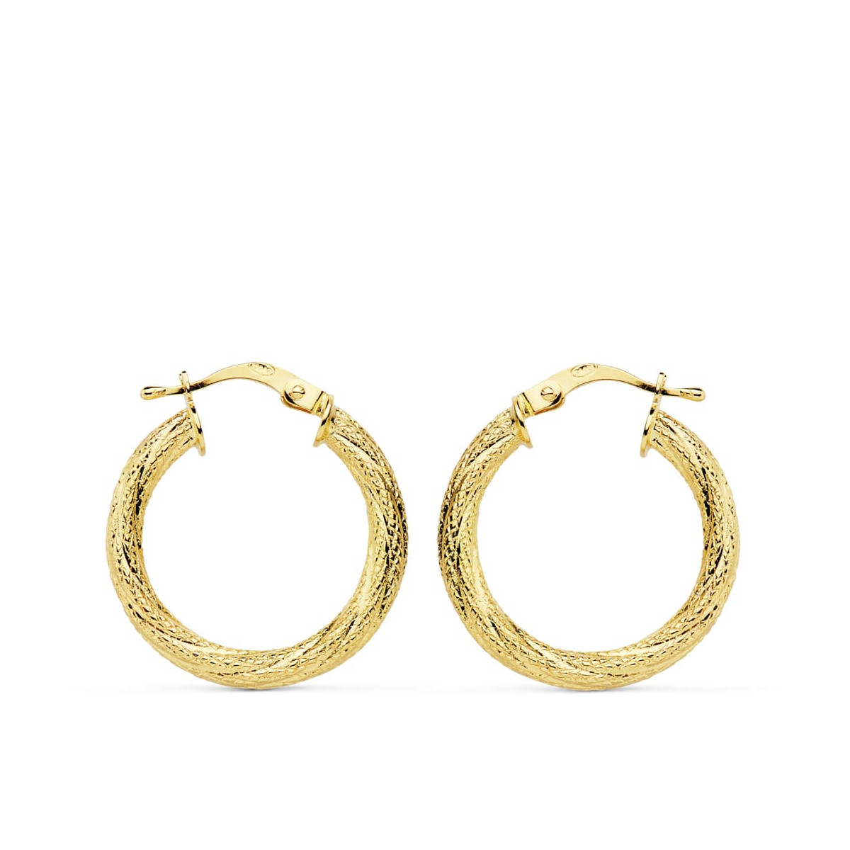 18K AROS ORO AMARILLO HUECOS GRANILLADOS 21 MM