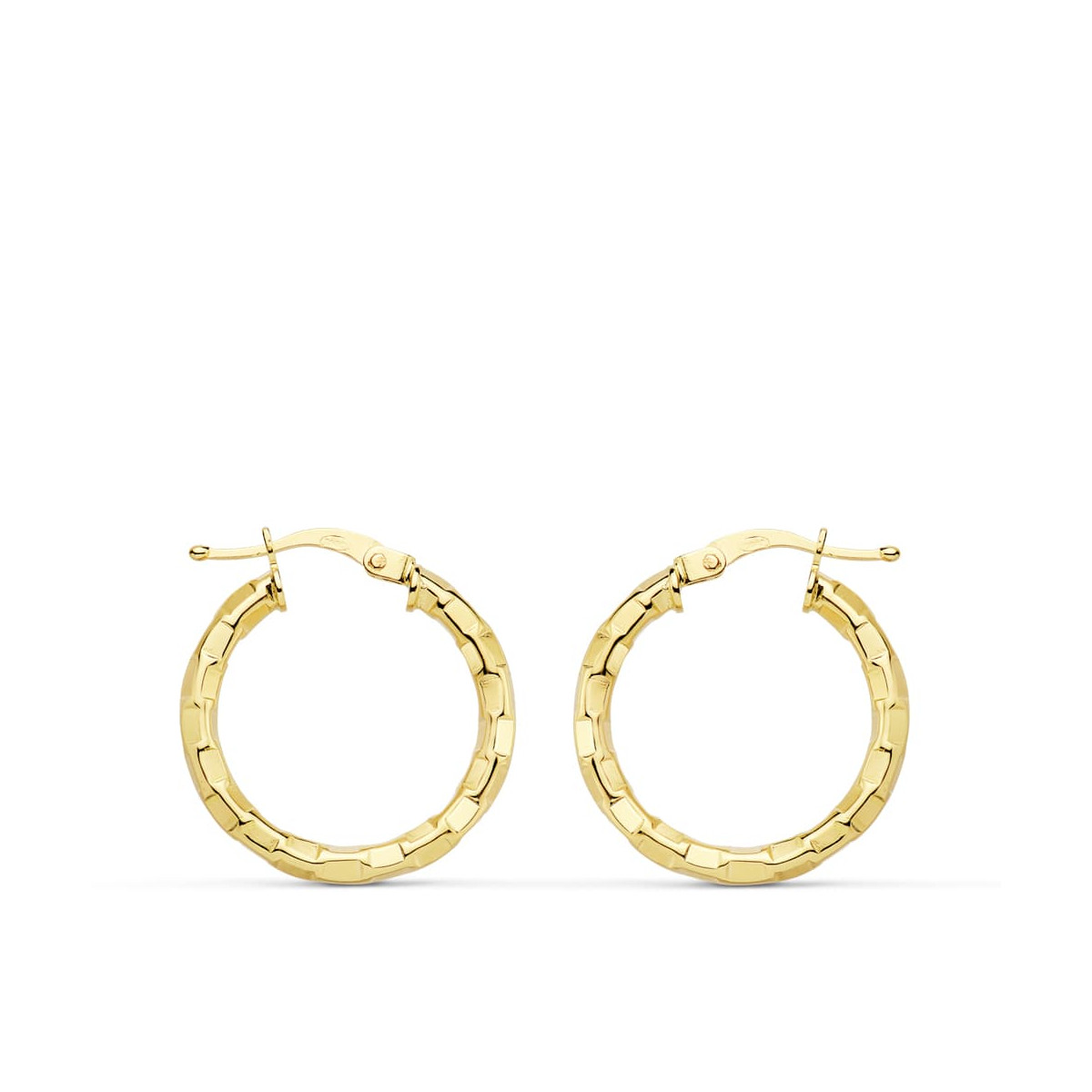 18K AROS ORO AMARILLO HUECOS CUADRADOS 20X2 MM