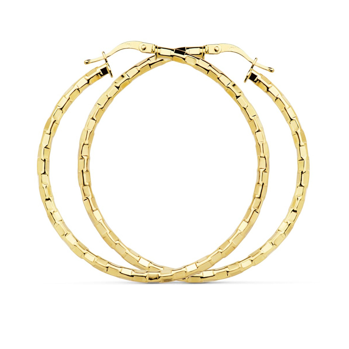18K PENDIENTES AROS HUECOS CUADRADOS ORO AMARILLO 44 MM
