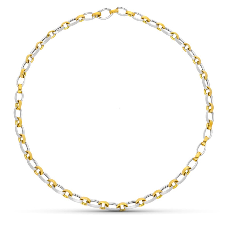 18K GARGANTILLA ORO BICOLOR ESLABONES OVALES
