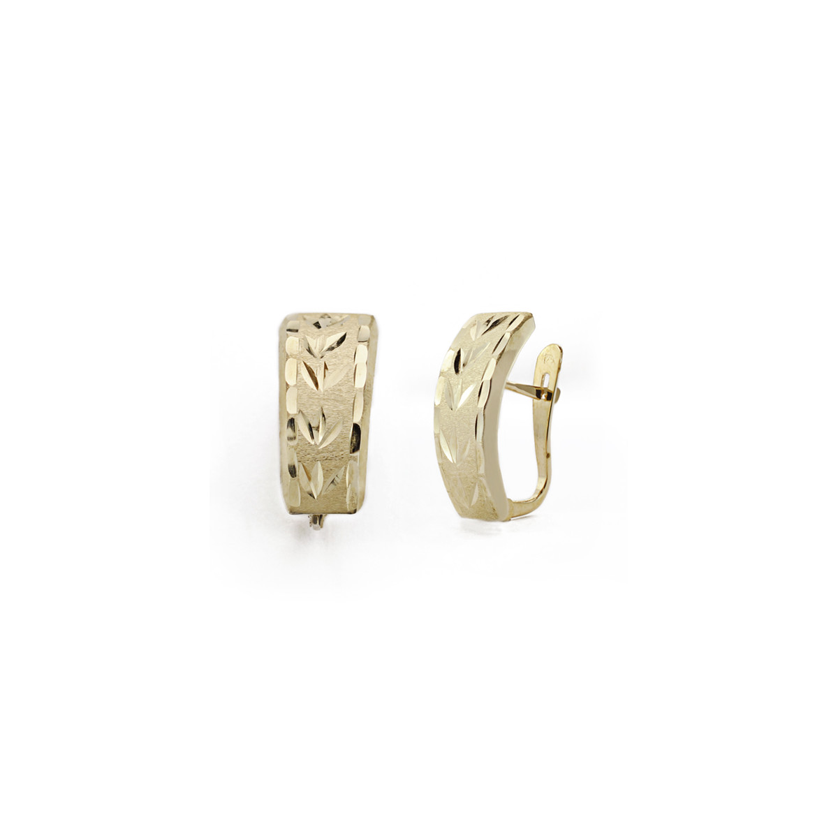 18K PENDIENTES ORO AMARILLO LAPIDADOS 15X6 MM CIERRE CATALÁN