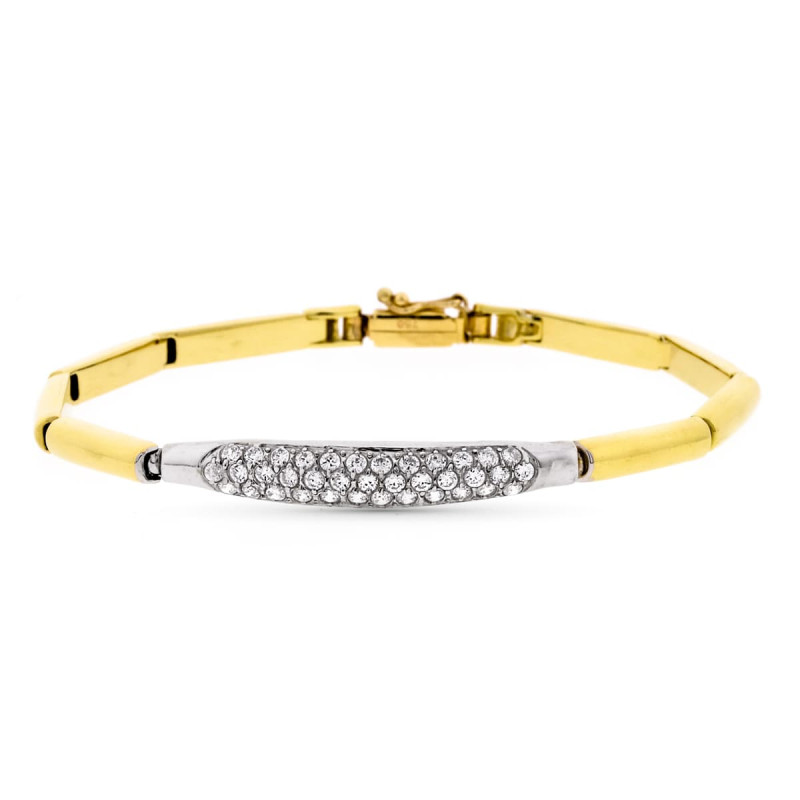 18K PULSERA ORO BICOLOR CIRCONITA 19CM