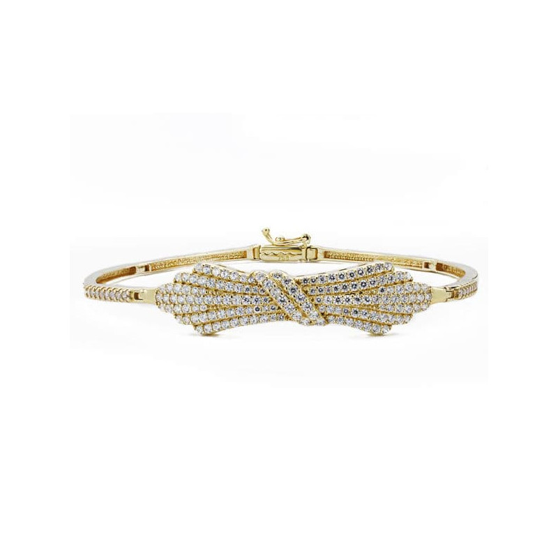 18K PULSERA ORO AMARILLO RIGIDA CIRCONITA 19CM